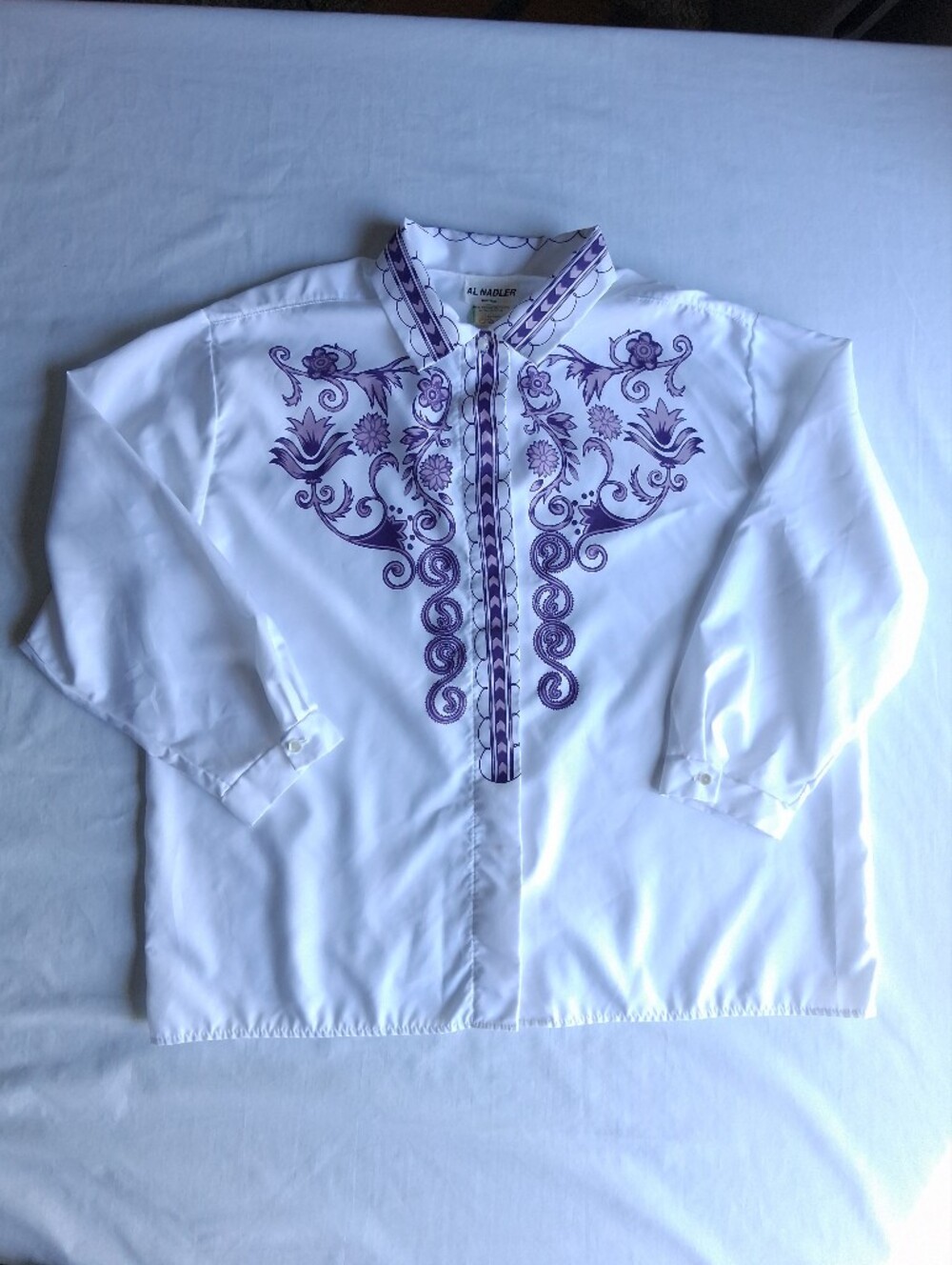Vintage western shirt White with Purple Floral Print Union Made button down